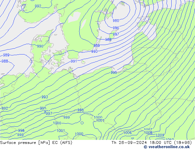 Surface pressure EC (AIFS) Th 26.09.2024 18 UTC