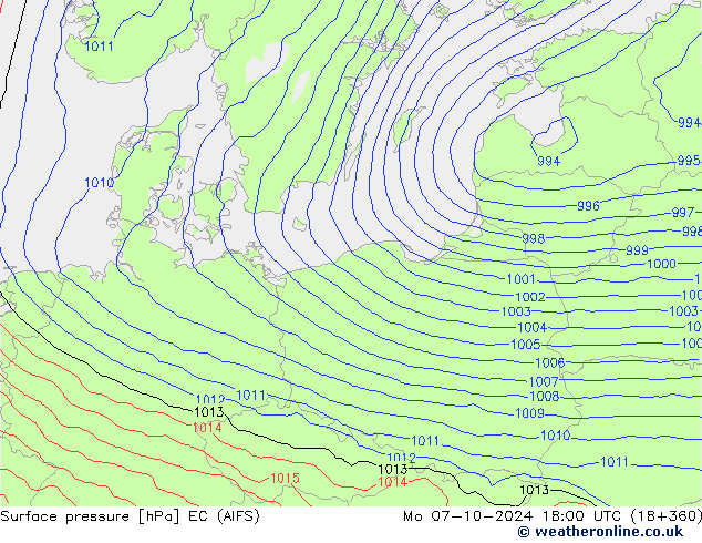 pressão do solo EC (AIFS) Seg 07.10.2024 18 UTC