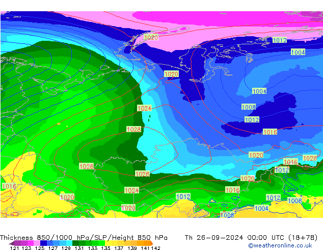 Thck 850-1000 hPa EC (AIFS) Th 26.09.2024 00 UTC