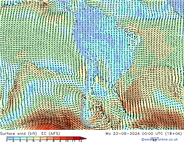  10 m (bft) EC (AIFS)  23.09.2024 00 UTC