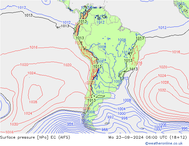 Surface pressure EC (AIFS) Mo 23.09.2024 06 UTC