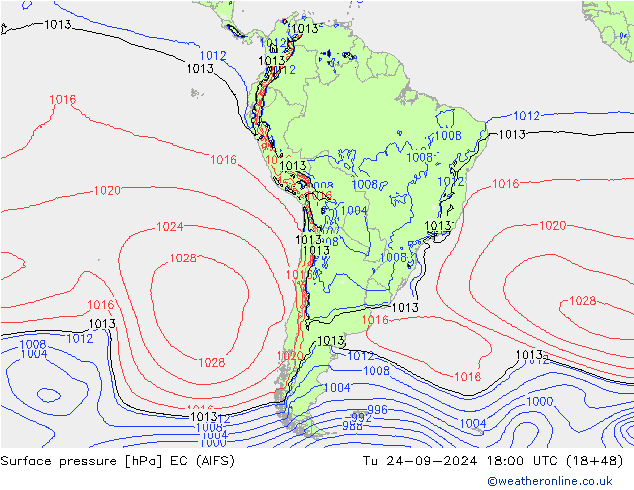 Surface pressure EC (AIFS) Tu 24.09.2024 18 UTC