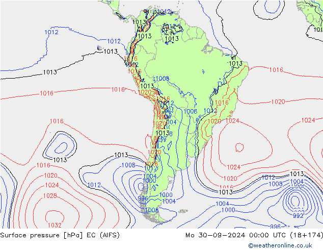 pression de l'air EC (AIFS) lun 30.09.2024 00 UTC