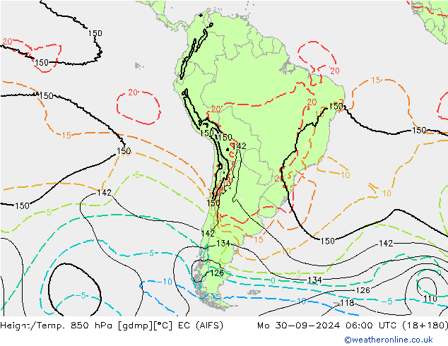 Yükseklik/Sıc. 850 hPa EC (AIFS) Pzt 30.09.2024 06 UTC