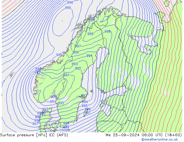 pression de l'air EC (AIFS) mer 25.09.2024 06 UTC