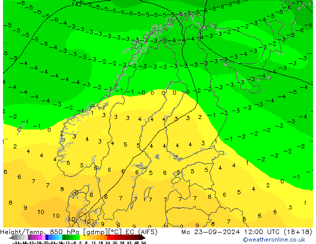 Height/Temp. 850 гПа EC (AIFS) пн 23.09.2024 12 UTC