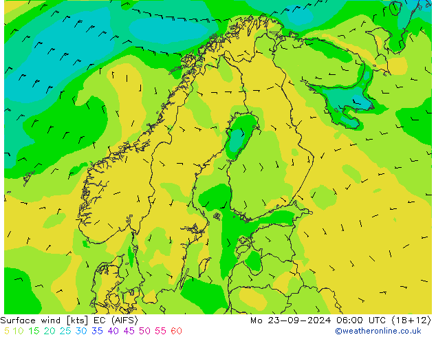 Wind 10 m EC (AIFS) ma 23.09.2024 06 UTC