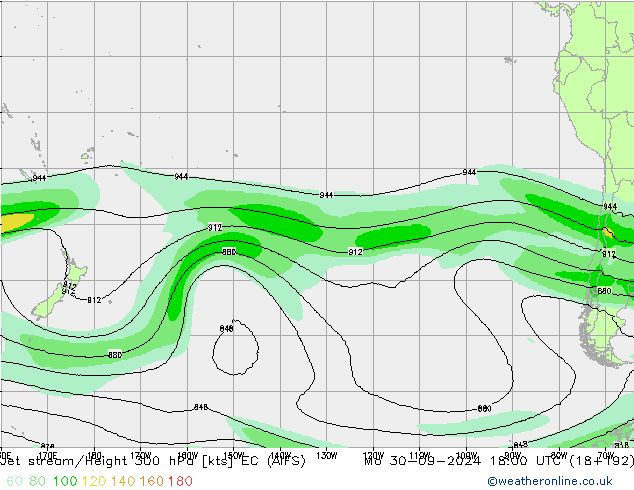 Jet stream EC (AIFS) Seg 30.09.2024 18 UTC