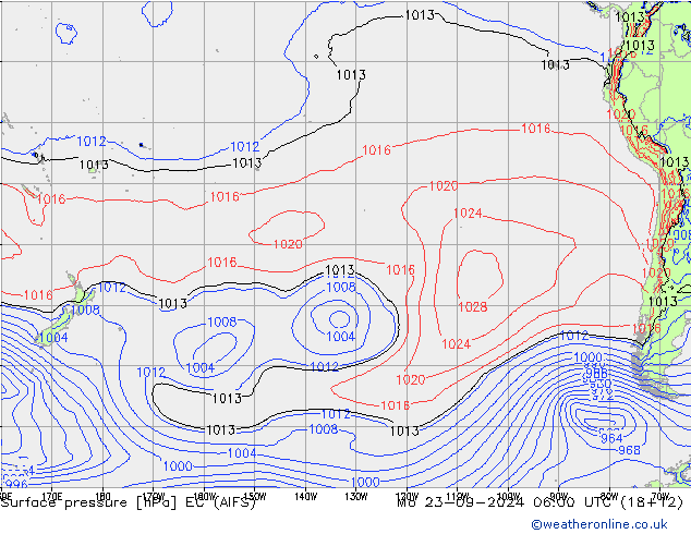 Surface pressure EC (AIFS) Mo 23.09.2024 06 UTC