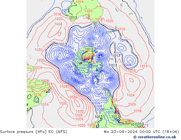 Surface pressure EC (AIFS) Mo 23.09.2024 00 UTC