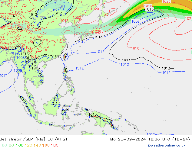 Jet stream/SLP EC (AIFS) Mo 23.09.2024 18 UTC