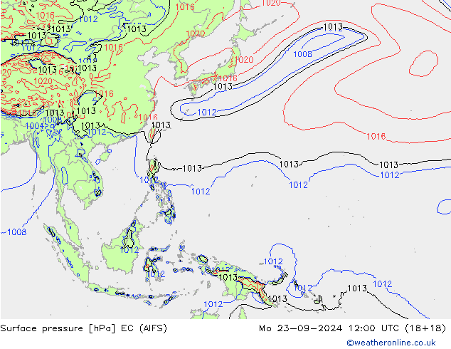 Atmosférický tlak EC (AIFS) Po 23.09.2024 12 UTC