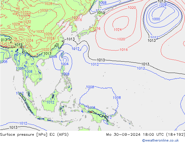 Surface pressure EC (AIFS) Mo 30.09.2024 18 UTC