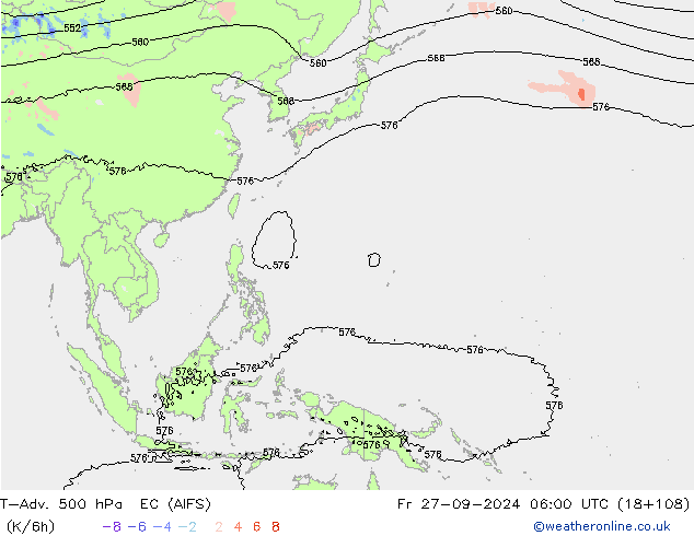 T-Adv. 500 hPa EC (AIFS) Fr 27.09.2024 06 UTC