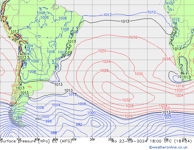 Surface pressure EC (AIFS) Mo 23.09.2024 18 UTC