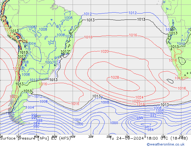 Surface pressure EC (AIFS) Tu 24.09.2024 18 UTC