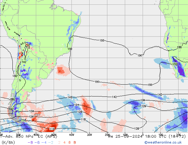 T-Adv. 850 hPa EC (AIFS) Çar 25.09.2024 18 UTC