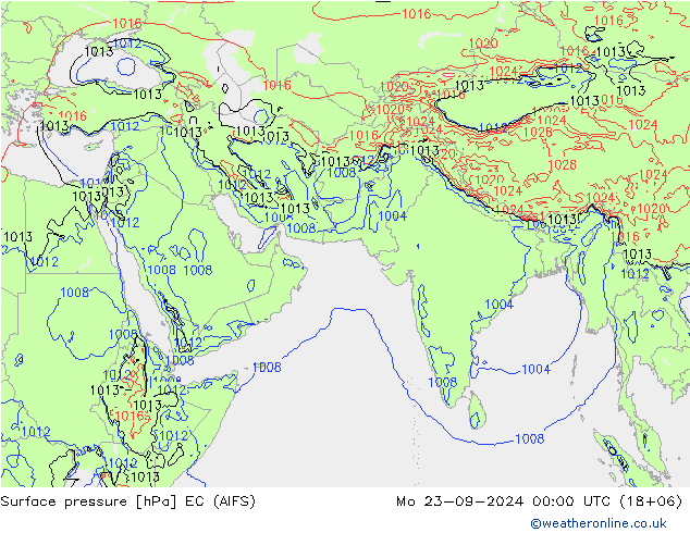 Atmosférický tlak EC (AIFS) Po 23.09.2024 00 UTC