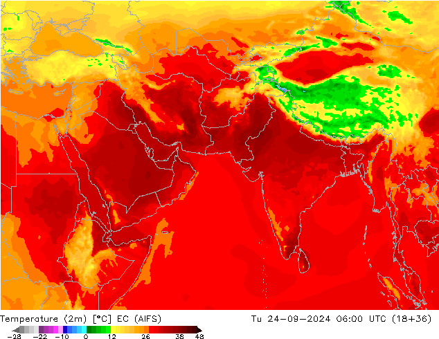 Temperatura (2m) EC (AIFS) mar 24.09.2024 06 UTC