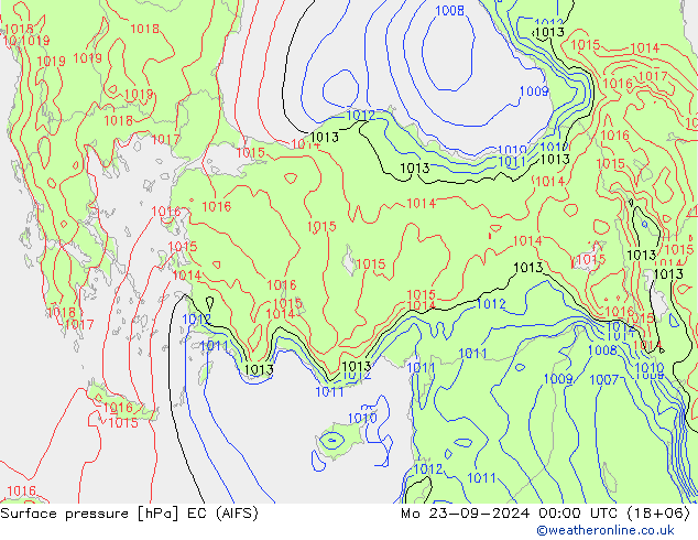 Surface pressure EC (AIFS) Mo 23.09.2024 00 UTC