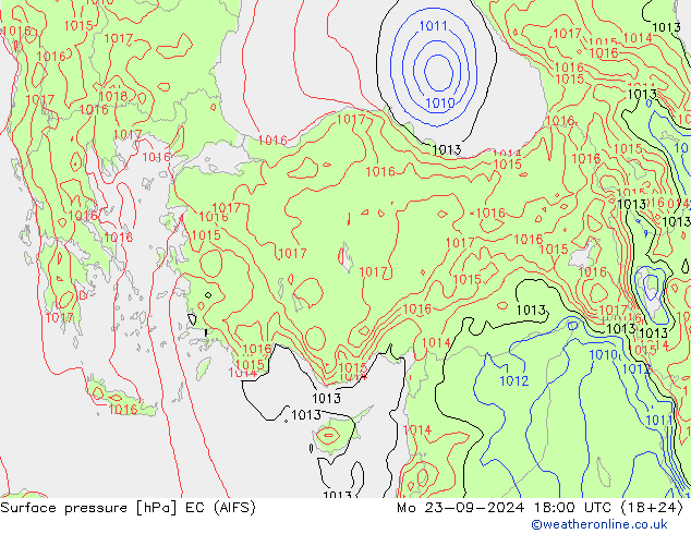 Surface pressure EC (AIFS) Mo 23.09.2024 18 UTC