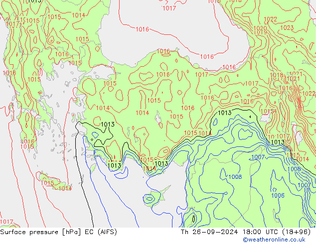 Presión superficial EC (AIFS) jue 26.09.2024 18 UTC