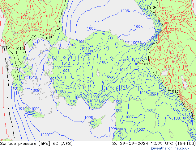 Presión superficial EC (AIFS) dom 29.09.2024 18 UTC