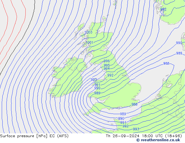 приземное давление EC (AIFS) чт 26.09.2024 18 UTC