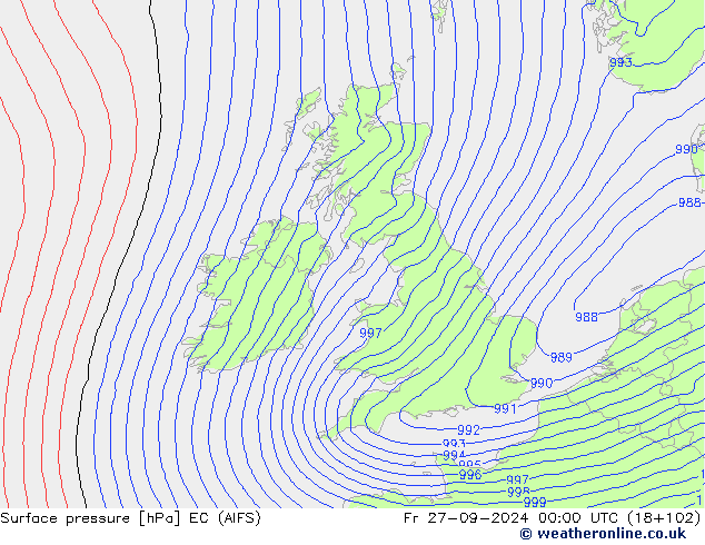 Surface pressure EC (AIFS) Fr 27.09.2024 00 UTC