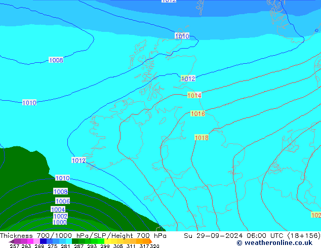 Thck 700-1000 hPa EC (AIFS) Su 29.09.2024 06 UTC