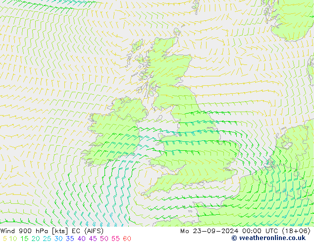 Rüzgar 900 hPa EC (AIFS) Pzt 23.09.2024 00 UTC