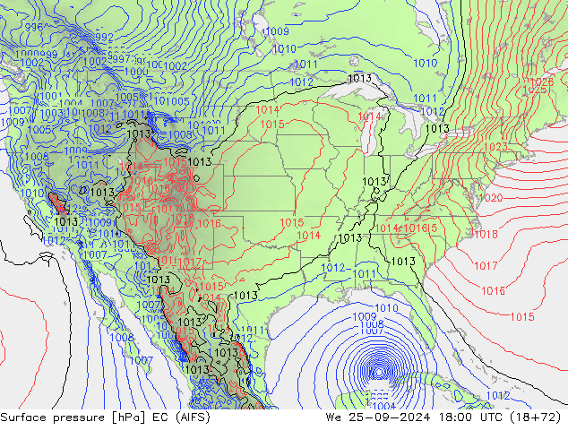 Surface pressure EC (AIFS) We 25.09.2024 18 UTC