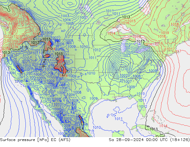 Surface pressure EC (AIFS) Sa 28.09.2024 00 UTC