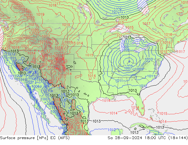 Atmosférický tlak EC (AIFS) So 28.09.2024 18 UTC