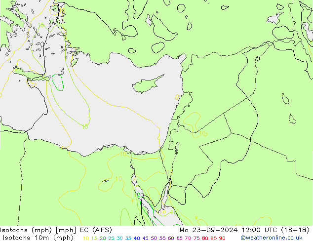 Isotachs (mph) EC (AIFS) lun 23.09.2024 12 UTC