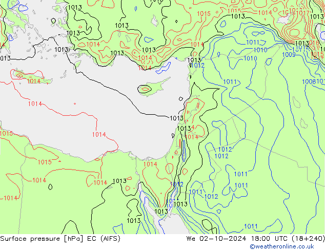 Yer basıncı EC (AIFS) Çar 02.10.2024 18 UTC