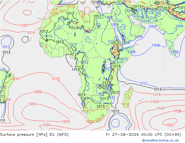 Pressione al suolo EC (AIFS) ven 27.09.2024 00 UTC