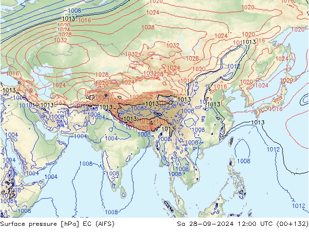 Surface pressure EC (AIFS) Sa 28.09.2024 12 UTC