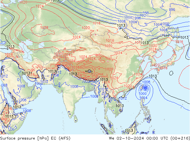 ciśnienie EC (AIFS) śro. 02.10.2024 00 UTC