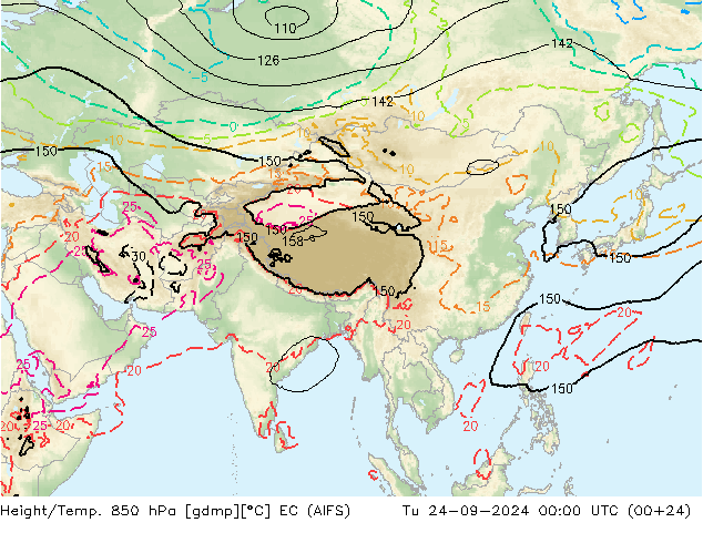 Height/Temp. 850 гПа EC (AIFS) вт 24.09.2024 00 UTC