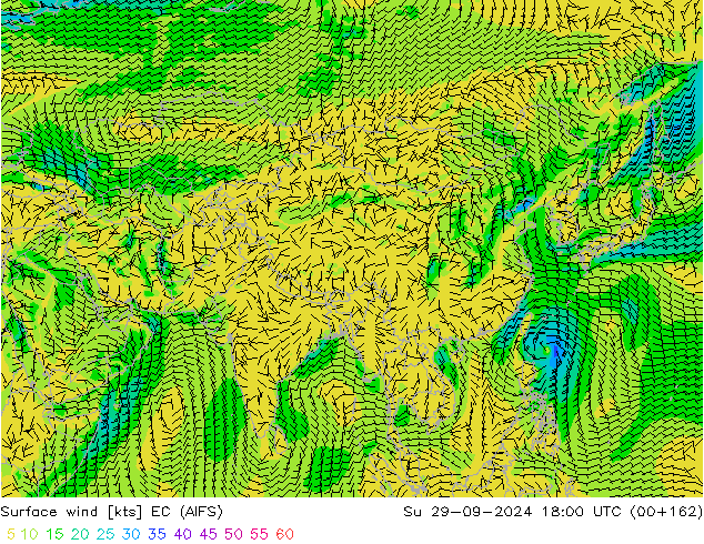 Rüzgar 10 m EC (AIFS) Paz 29.09.2024 18 UTC