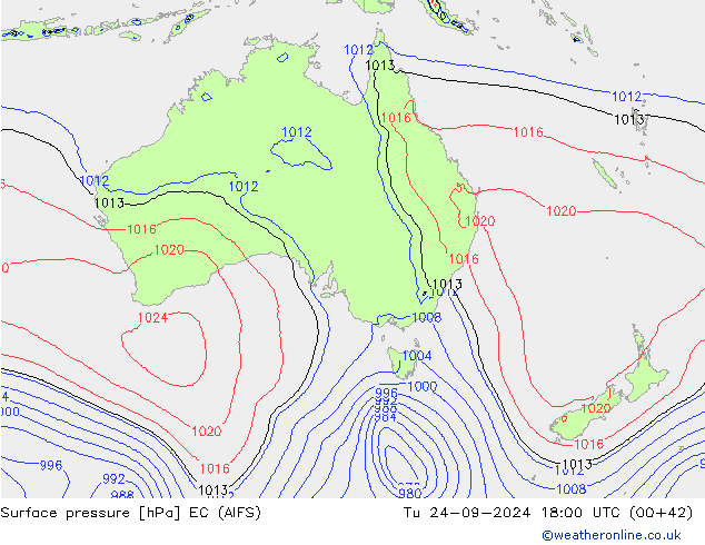 Atmosférický tlak EC (AIFS) Út 24.09.2024 18 UTC