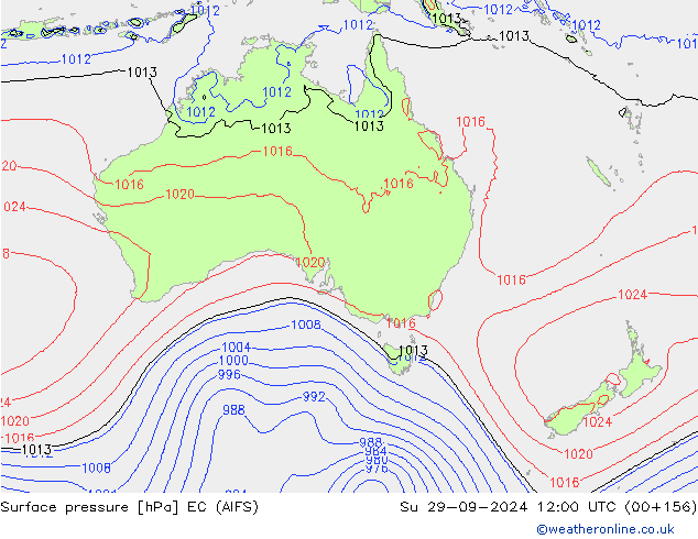 Presión superficial EC (AIFS) dom 29.09.2024 12 UTC