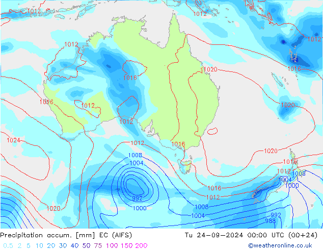 Precipitation accum. EC (AIFS) Ter 24.09.2024 00 UTC