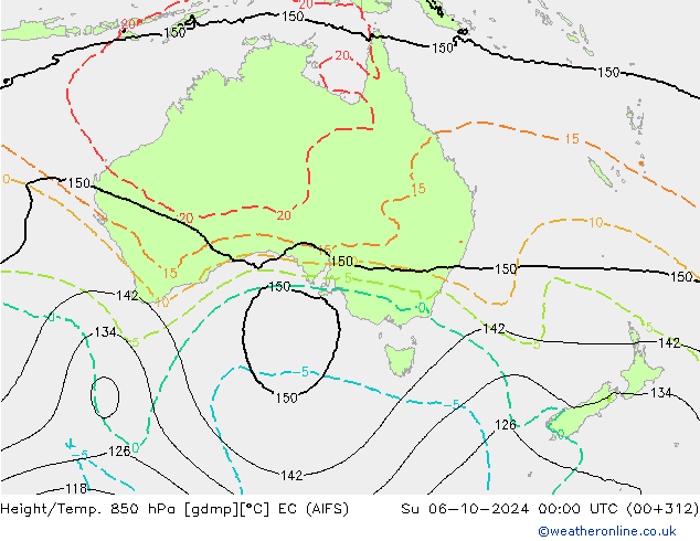 Height/Temp. 850 hPa EC (AIFS) Su 06.10.2024 00 UTC