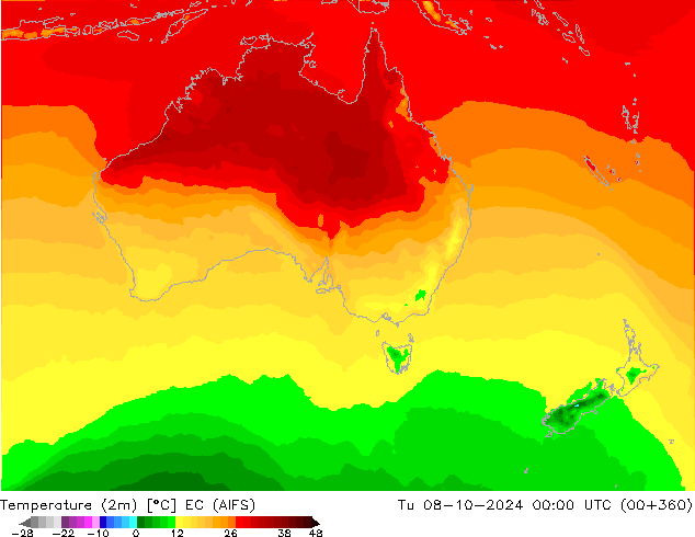 Temperatura (2m) EC (AIFS) mar 08.10.2024 00 UTC