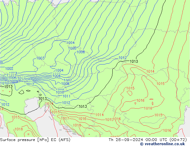 Luchtdruk (Grond) EC (AIFS) do 26.09.2024 00 UTC