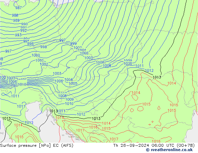 Luchtdruk (Grond) EC (AIFS) do 26.09.2024 06 UTC