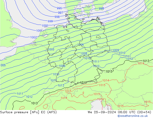 Surface pressure EC (AIFS) We 25.09.2024 06 UTC