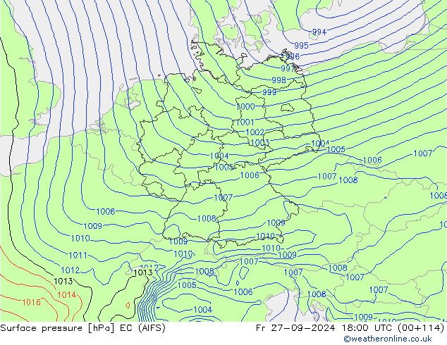 Luchtdruk (Grond) EC (AIFS) vr 27.09.2024 18 UTC